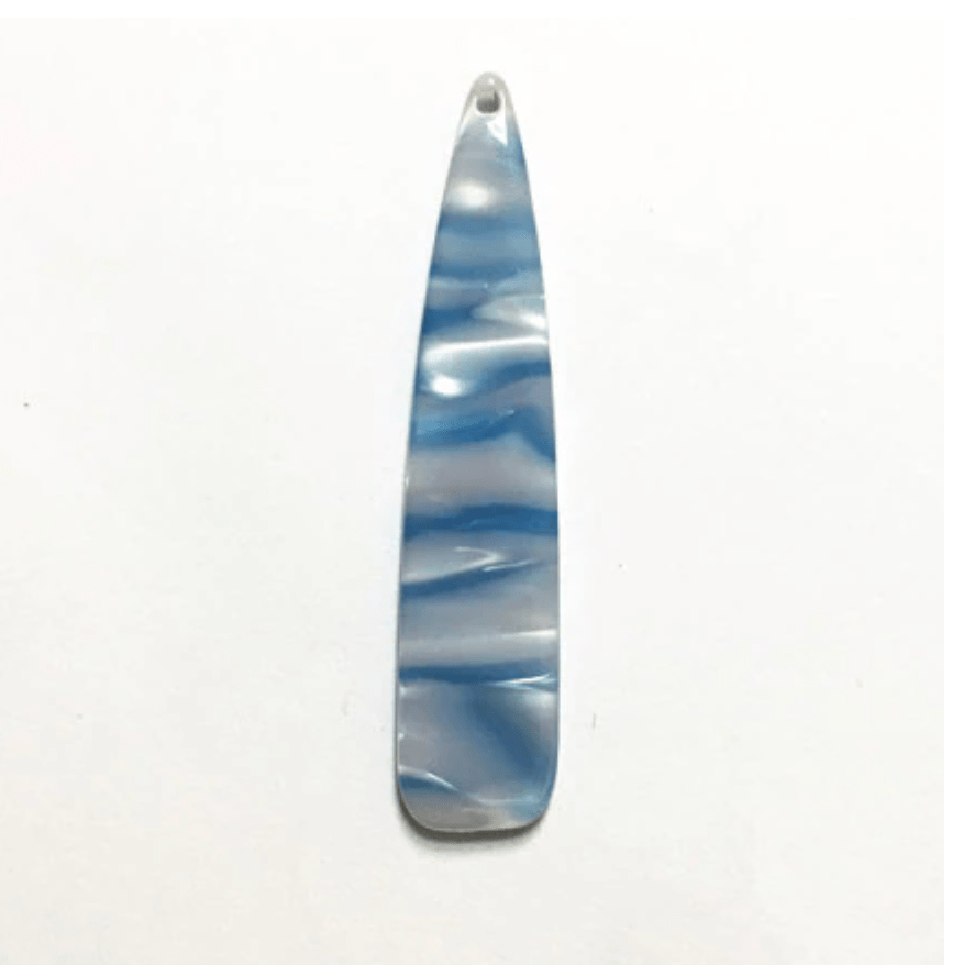 Sundaylace Creations & Bling Resin Gems 11*55mm Light Blue Teal Wampum Shell Marble, Sew on, Large Resin Gem