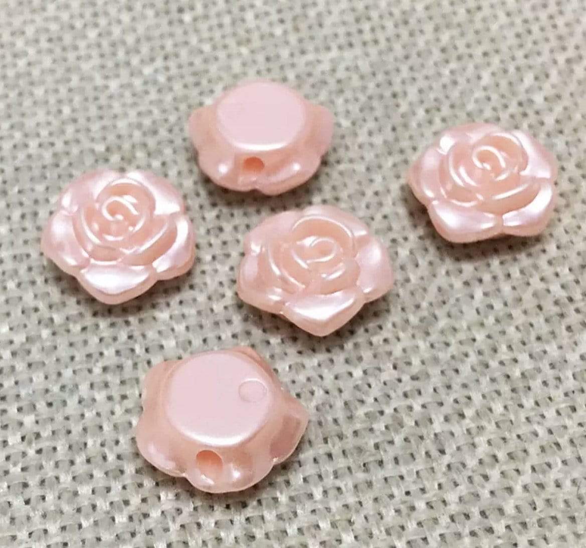 Sundaylace Creations & Bling Resin Gems Peach Pink Rose 11mm Acrylic Roses with Side hole, Sew on Floral Resin Gem