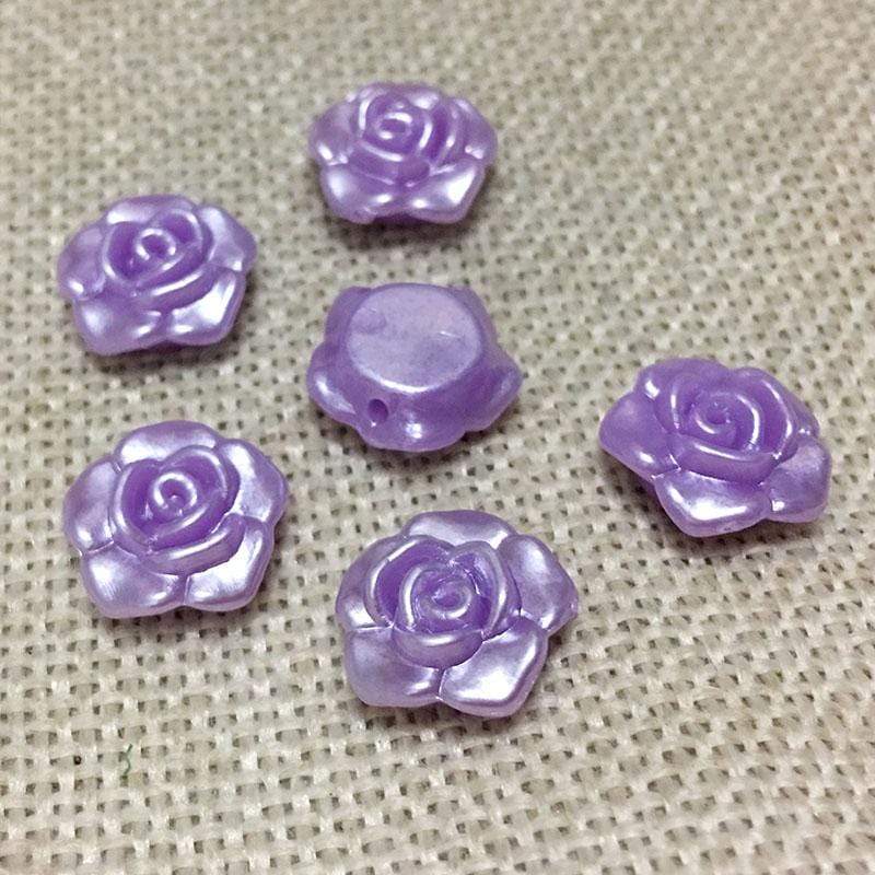 Sundaylace Creations & Bling Resin Gems Lilac Purple Rose 11mm Acrylic Roses with Side hole, Sew on Floral Resin Gem