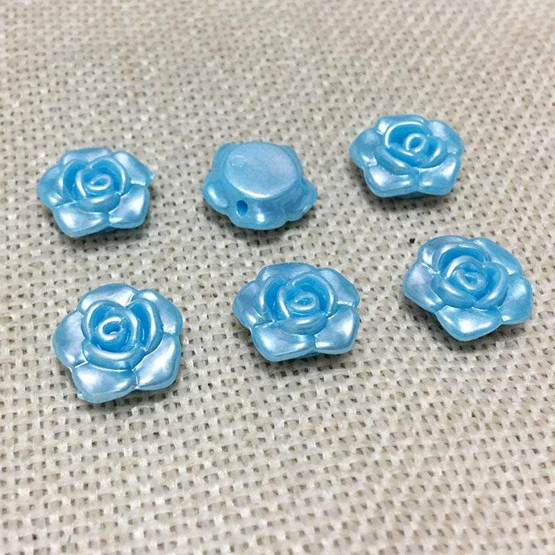 Sundaylace Creations & Bling Resin Gems Blue Rose 11mm Acrylic Roses with Side hole, Sew on Floral Resin Gem