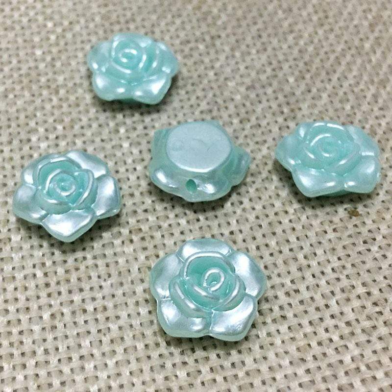 Sundaylace Creations & Bling Resin Gems Baby Blue Rose 11mm Acrylic Roses with Side hole, Sew on Floral Resin Gem