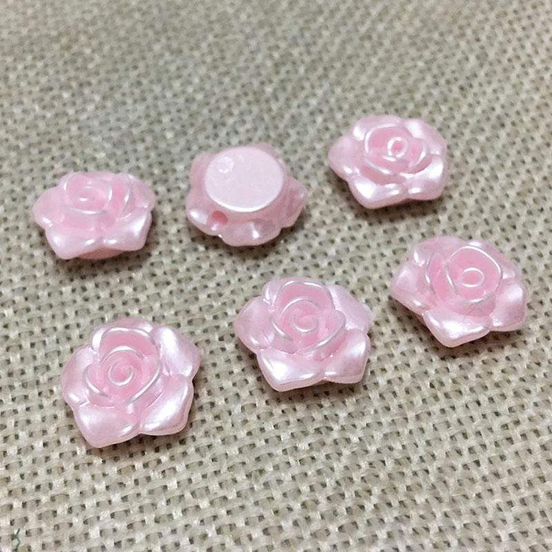 Sundaylace Creations & Bling Resin Gems Blush Light Pink Rose 11mm Acrylic Roses with Side hole, Sew on Floral Resin Gem