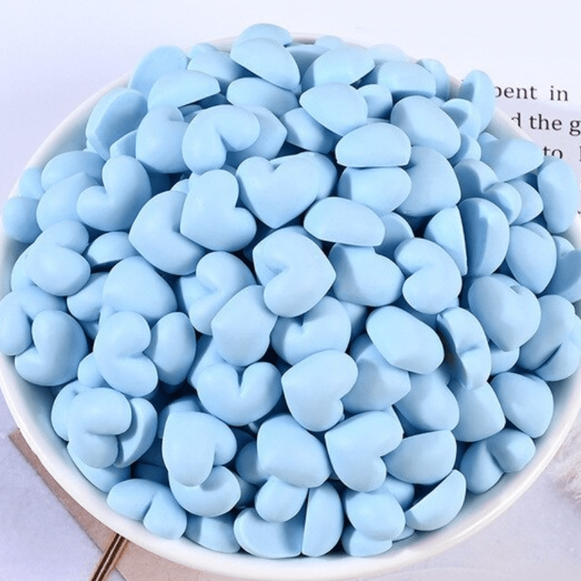 Sundaylace Creations & Bling Art & Crafting Materials Baby Blue Matte Heart Dome 12*13mmm Pastel Matte MINI Hearts, Glue on, Resin Gems
