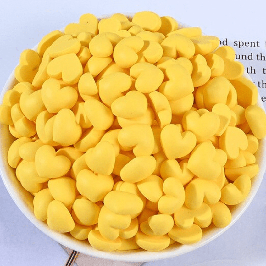 Sundaylace Creations & Bling Art & Crafting Materials Pale Yellow Matte Heart Dome 12*13mmm Pastel Matte MINI Hearts, Glue on, Resin Gems
