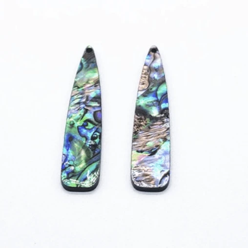 Sundaylace Creations & Bling Resin Gems Blue/Green Abalone Shell 12*54mm Abalone Shell Long Teardrop, Glue on, Shell on Resin Gems