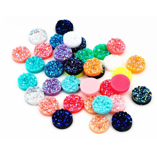 Sundaylace Creations & Bling Resin Gems 12mm Faux Druzy Mixed Colours, Glue on, Resin Gem