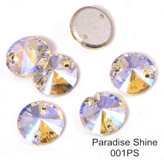 Sundaylace Creations & Bling Fancy Glass Gems 12mm & 10mm Paradise Shine (*Yellow AB) High Quality Rivoli, Sew on, Fancy Glass Gem