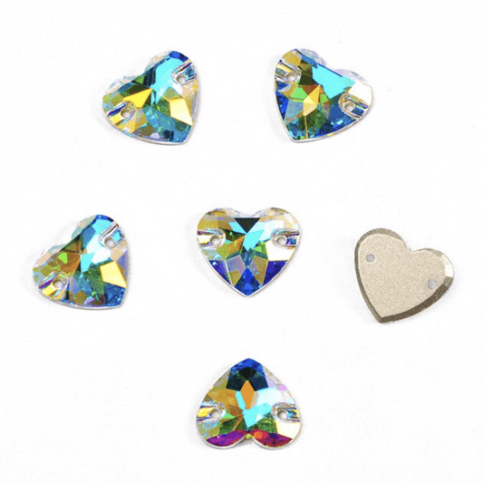 Sundaylace Creations & Bling Fancy Glass Gems 12mm AB HEART 12mm & 16mm AB HEART shaped, Sew on, Strass,  Fancy Glass Gems