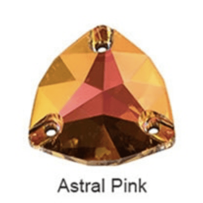 Sundaylace Creations & Bling Fancy Glass Gems 16mm Astral Pink *Orange Flame, Triangle Triangular Shaped, Sew on, High Quality Fancy Glass Gem