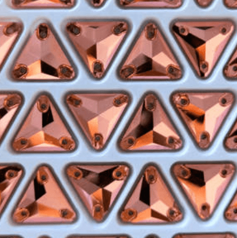 Sundaylace Creations & Bling Fancy Glass Gems 12mm Rose Gold Triangle 12mm & 16mm Rose Gold *Metallic* Triangle, Sew on, Fancy Glass Gem (Sold in Pair)