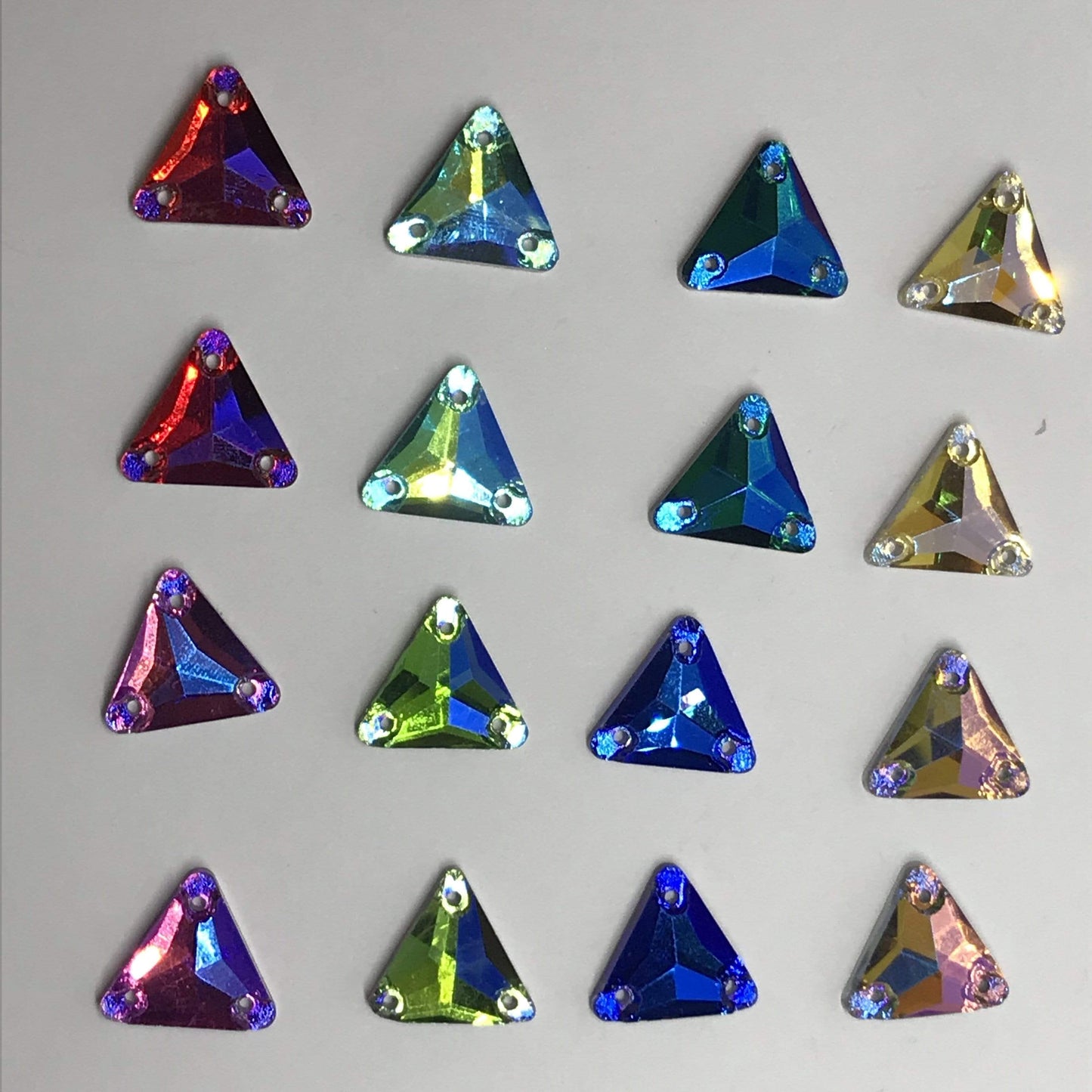Sundaylace Creations & Bling Glass Gem 12mm AB Finish Triangle Sew On Glass Gem Flat Back