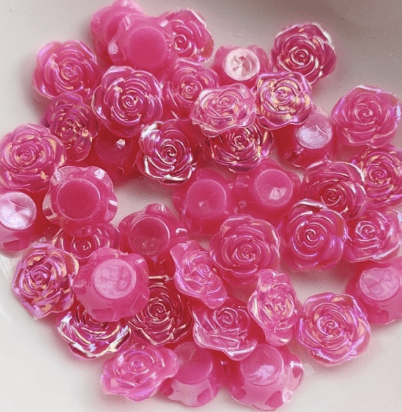 Sundaylace Creations & Bling Resin Gems 12mm AB Hot Pink AB Rose, Glue on, Resin Gems