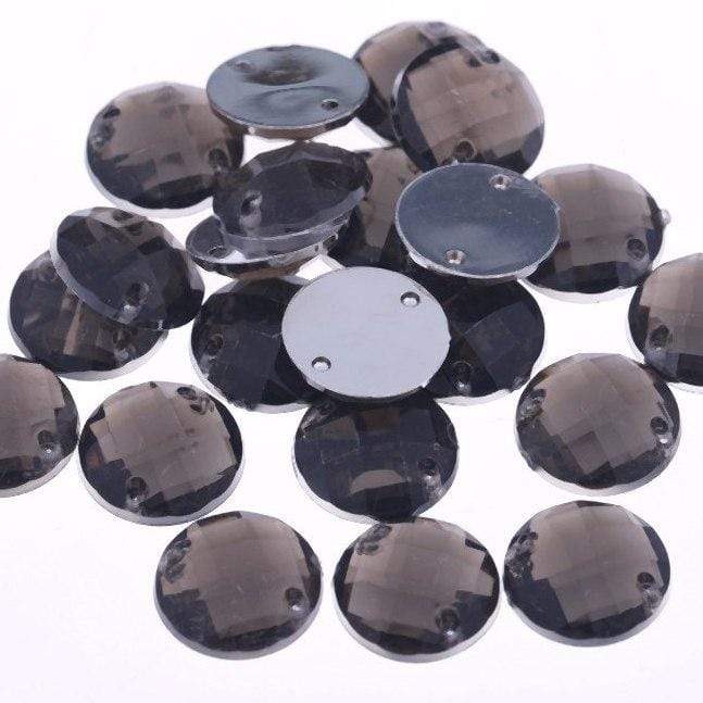 Sundaylace Creations & Bling Resin Gems 12mm Black Diamond Grey, Checkered pattern, Sew on, Acrylic Resin Gem
