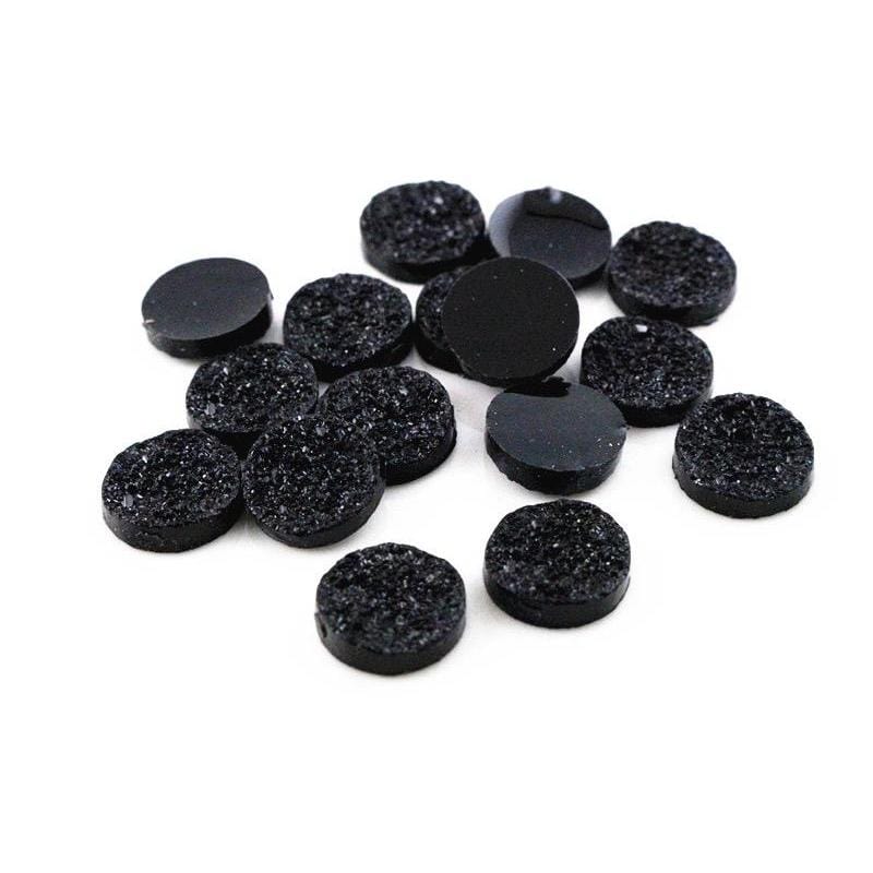 Sundaylace Creations & Bling Resin Gems Black Ore Druzy 12mm Druzy Faux with Ore Style Flat Back Resin, Glue on Gem