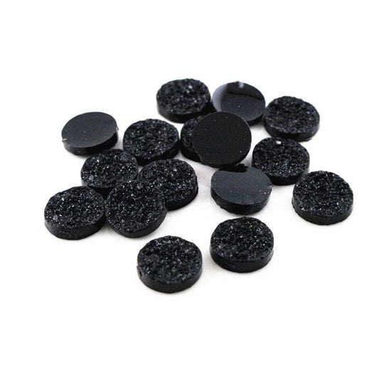 12mm, Black Ore Druzy, Druzy Faux with Ore Style Flat Back Resin, Glue on Gem, Resin Gem, (Sold in Pair)
