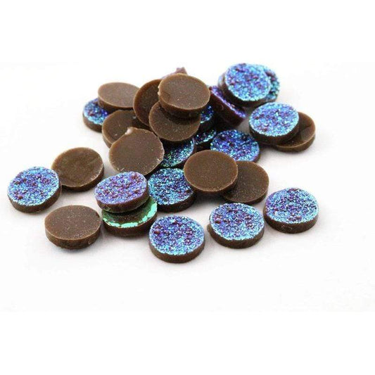 12mm, Light Blue Druzy, Druzy Faux with Ore Style Flat Back Resin, Glue on Gem, Resin Gem, (Sold in Pair)