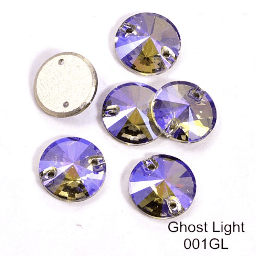 Sundaylace Creations & Bling Fancy Glass Gems 12mm Ghost Light (*Grey/Purple AB) High Quality Rivoli, Sew on, Fancy Glass Gem  Sold in pairs