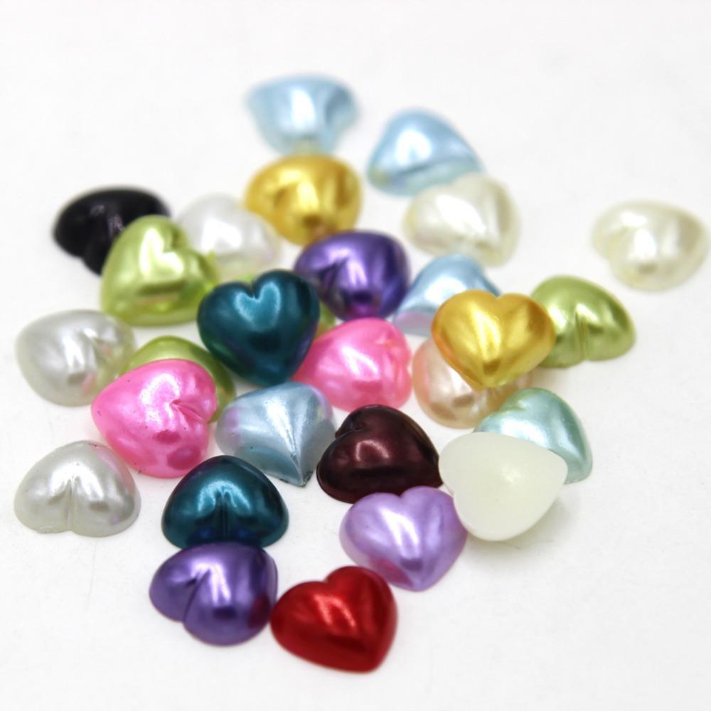 Sundaylace Creations & Bling Pearl Gems 12mm Heart Pearl,  Glue On, Pearl Resin Gem
