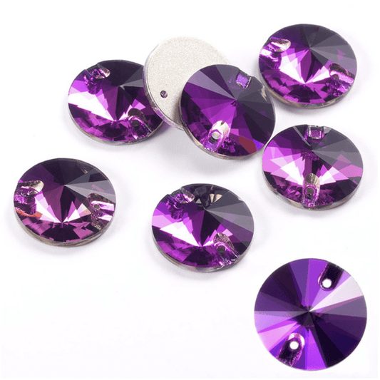 Sundaylace Creations & Bling Fancy Glass Gems 10mm Purple Flame Rivoli Multi-reflective Rivoli, Sew on, Fancy Glass Gem