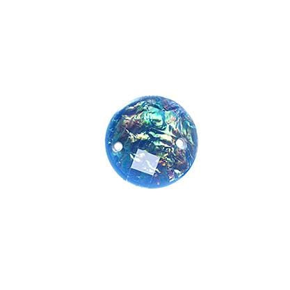 Sundaylace Creations & Bling Resin Gems 12mm Round Opal Blue, Resin Sew-On Dichroic Style Gem
