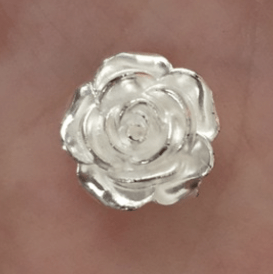 Sundaylace Creations & Bling Resin Gems 12mm Silver Metallic Roses floral, glue on, resin gems