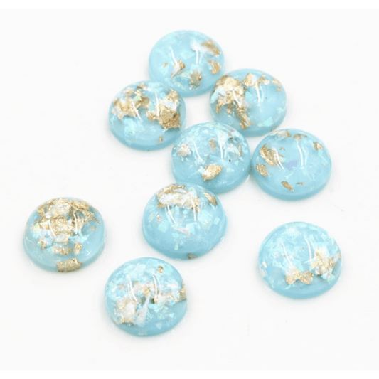 Sundaylace Creations & Bling Resin Gems 12mm Sky Blue Turquoise, with Built-in Foil,  Round Dome, Glue-on, Resin Gem