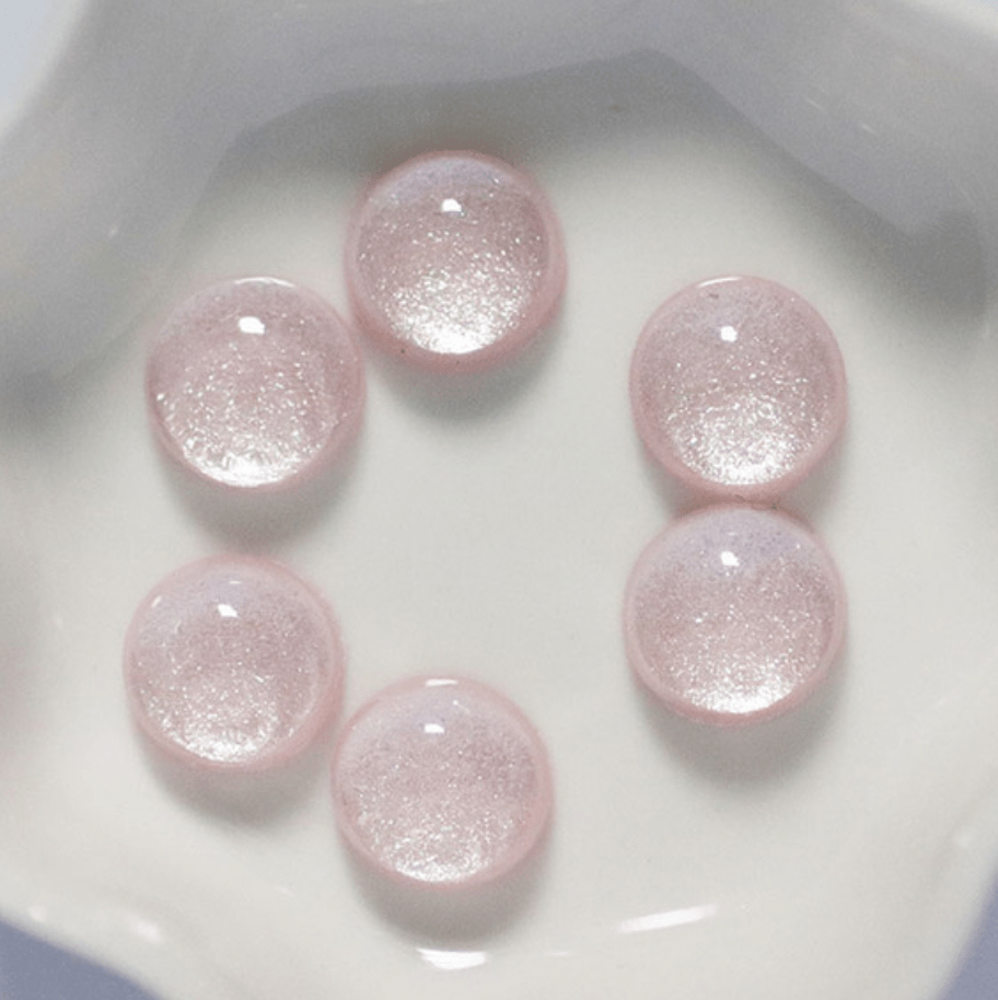 Sundaylace Creations & Bling Resin Gems Light Pink Sparkle 12mm Sparkling Glitter Rivoli, Glue on, Resin Gems (Sold in Pair)