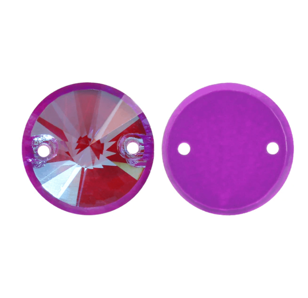 12mm Violet AB Jelly Candy Rivoli, Sew on, Fancy Glass Gem (Sold in Pair) Glass Gems