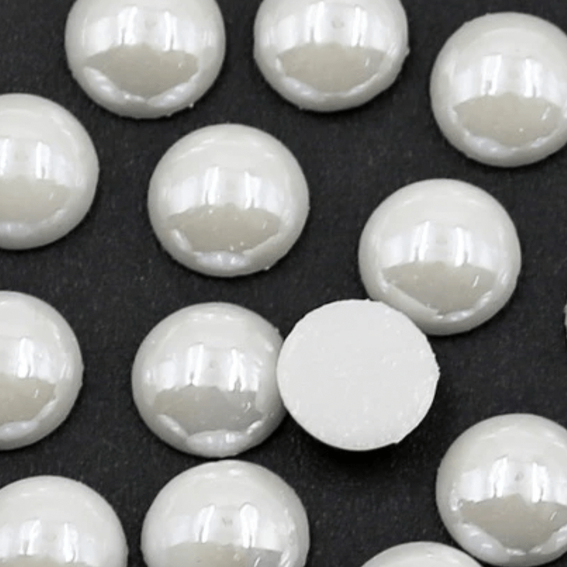 12mm White Pearl or Gunmetal Ceramic Pearl Gem, Glue on, Resin Gem (Sold in pair)