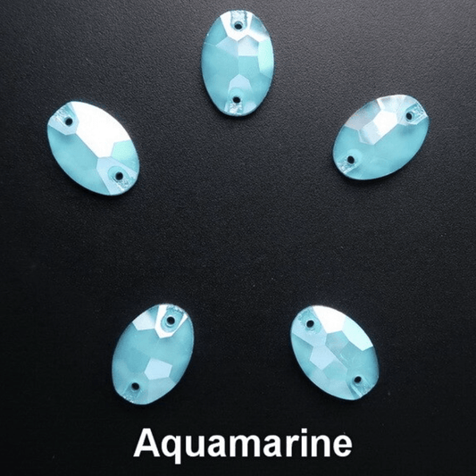 Sundaylace Creations & Bling Glass Gems 13*18mm Aqua Blue Jelly Pastel Oval, Sew on, Glass Gems