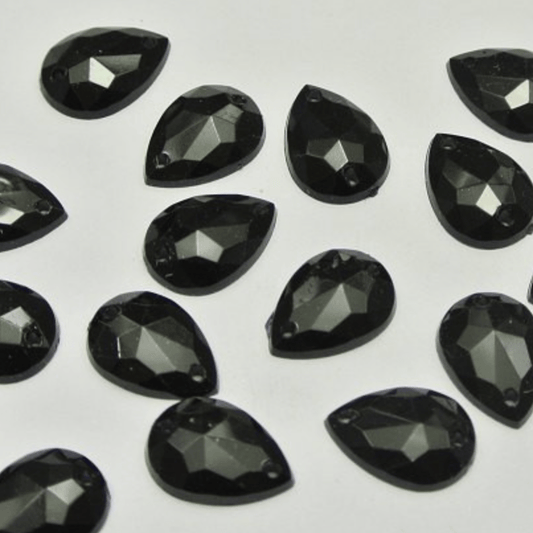 Sundaylace Creations & Bling Resin Gems 13*18mm Black Checkered Teardrop, sew on, Glue on Resin Gem (Sold in Pair)