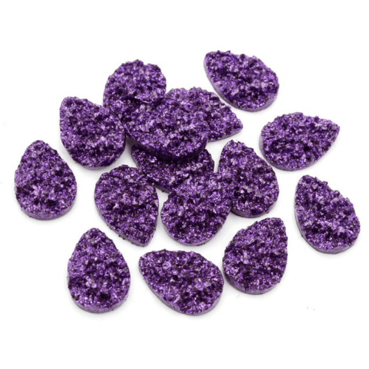 Sundaylace Creations & Bling Resin Gems 13*18mm Dark Purple Metallic  Druzy Textured Teardrop, Glue on, Resin Gem