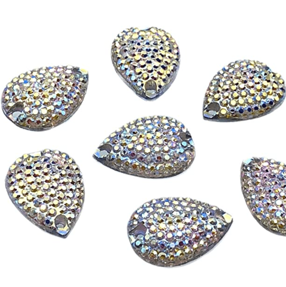 Sundaylace Creations & Bling Resin Gems 13*18mm Dot Texture AB Teardrop, sew on, Resin Gems (Sold in Pair)