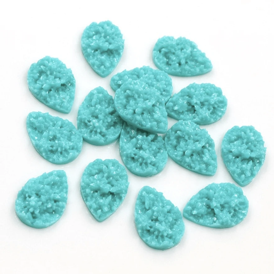 Sundaylace Creations & Bling Turquoise 13*18mm Druzy Textured Teardrop Gem, Glue on, Resin Gem