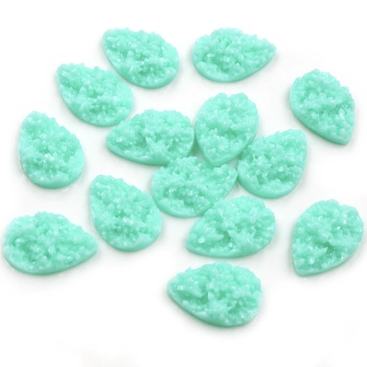 Sundaylace Creations & Bling Mint Green 13*18mm Druzy Textured Teardrop Gem, Glue on, Resin Gem