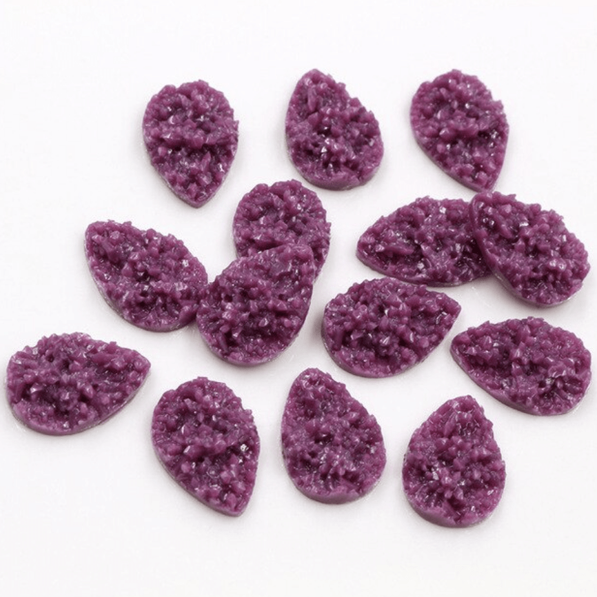Sundaylace Creations & Bling Grape Purple 13*18mm Druzy Textured Teardrop Gem, Glue on, Resin Gem