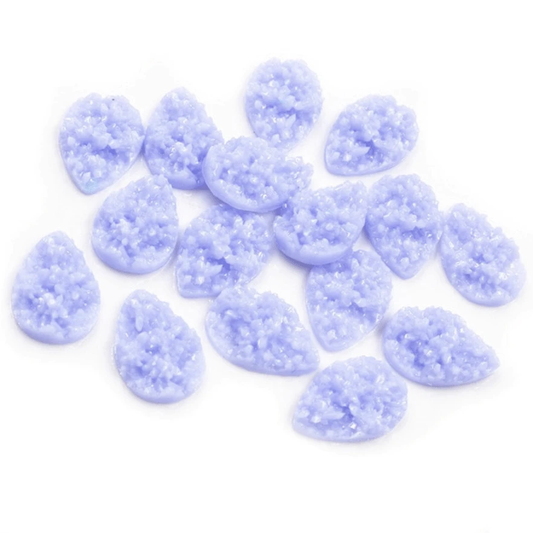 Sundaylace Creations & Bling Periwinkle Blue 13*18mm Druzy Textured Teardrop Gem, Glue on, Resin Gem