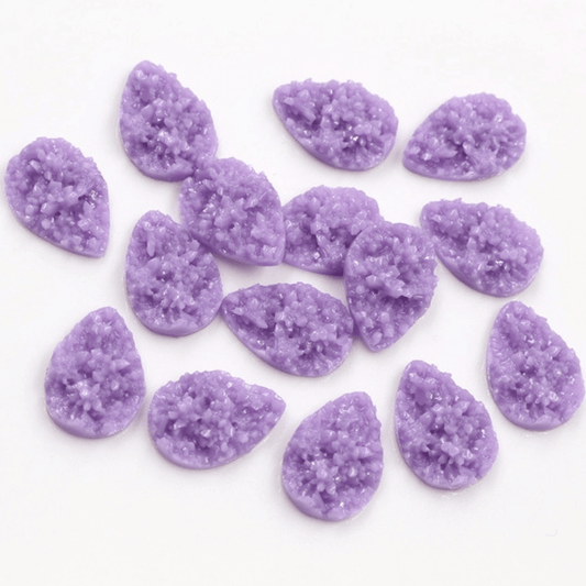 Sundaylace Creations & Bling Light Purple 13*18mm Druzy Textured Teardrop Gem, Glue on, Resin Gem