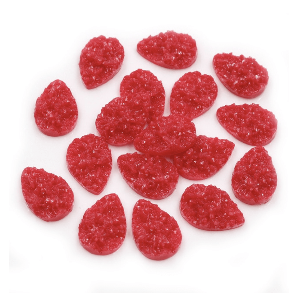 Sundaylace Creations & Bling Resin Gems Bright Red 13*18mm Druzy Textured Teardrop Gem, Glue on, Resin Gem