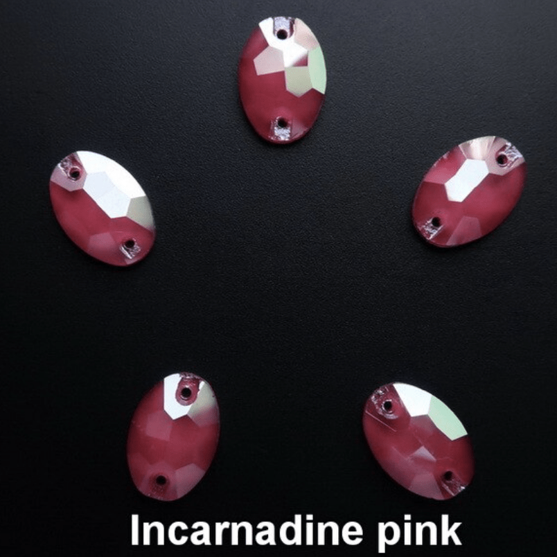 Sundaylace Creations & Bling Glass Gems 13*18mm Incarnadine Pink Raspberry Jelly Pastel Oval, Sew on, Glass Gems