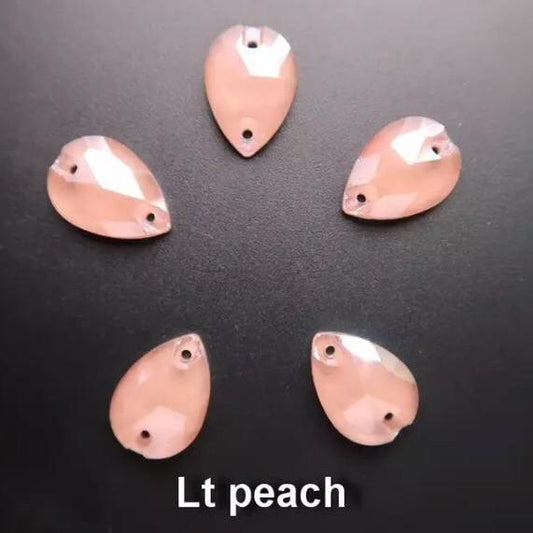 Sundaylace Creations & Bling Glass Gem 13*18mm Light Peach Jelly Luster, Teardrops, Sew on, Foil Back, Glass Gem