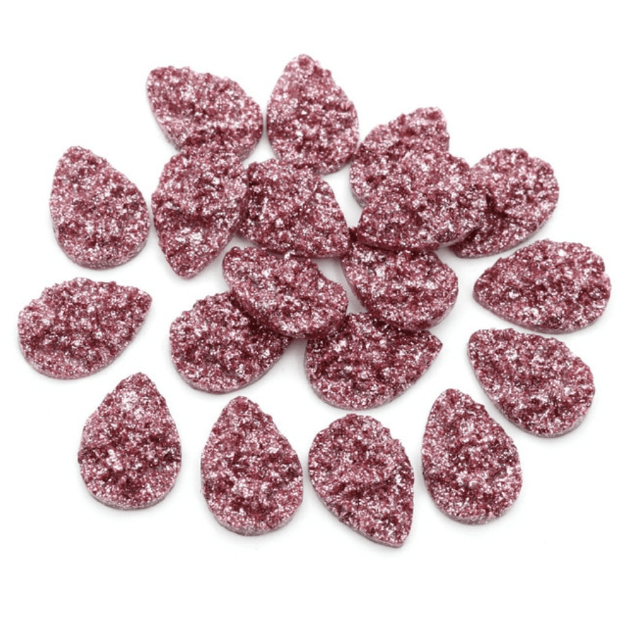 Sundaylace Creations & Bling Resin Gems 13*18mm Light Pink Cheyenne Metallic Druzy Textured Teardrop, Glue on, Resin Gem