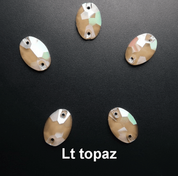 13*18mm Light Topaz Brown Jelly Pastel Oval, Sew on, Glass Gems (Sold in Pair) Glass Gems