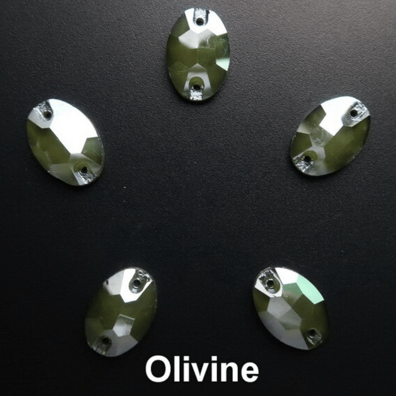 Sundaylace Creations & Bling Glass Gems 13*18mm Olivine Olive Green Jelly Pastel Oval, Sew on, Glass Gems