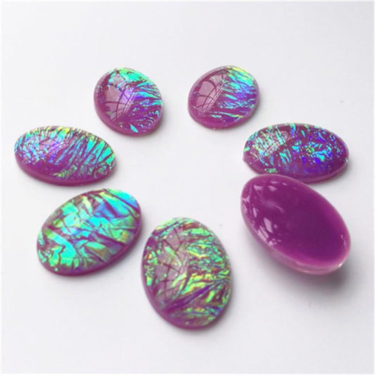 13*18mm, Grape Purple AB Opal, Pastel AB OVAL Shaped, Opal Effect, Glue on, Resin Gem, (Sold in Pair)