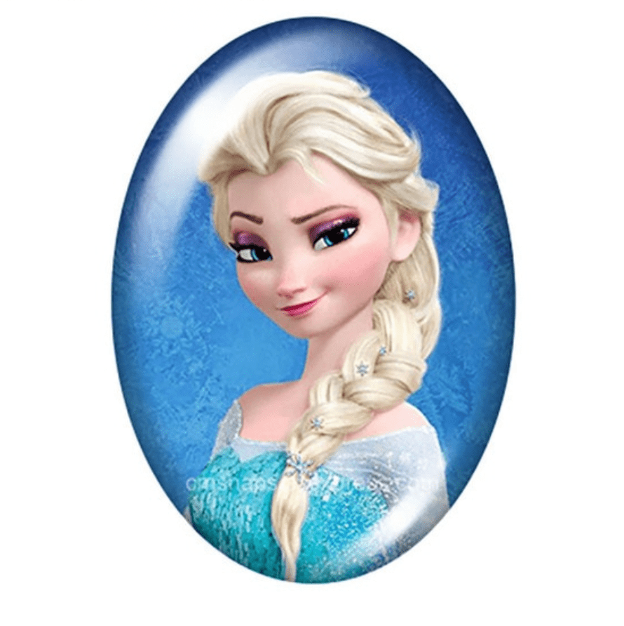 Sundaylace Creations & Bling Resin Gems Elsa Headshot 13*18mm Princesses Cartoon Character Acrylic OVAL Glass, Glue on, Resin Gem (Sold in Pair)