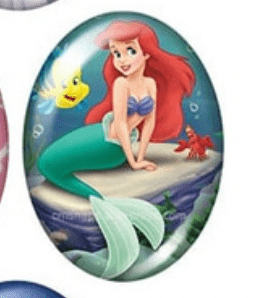 Sundaylace Creations & Bling Resin Gems Ariel Full Body with Flounder 13*18mm Princesses Cartoon Character Acrylic OVAL Glass, Glue on, Resin Gem (Sold in Pair)