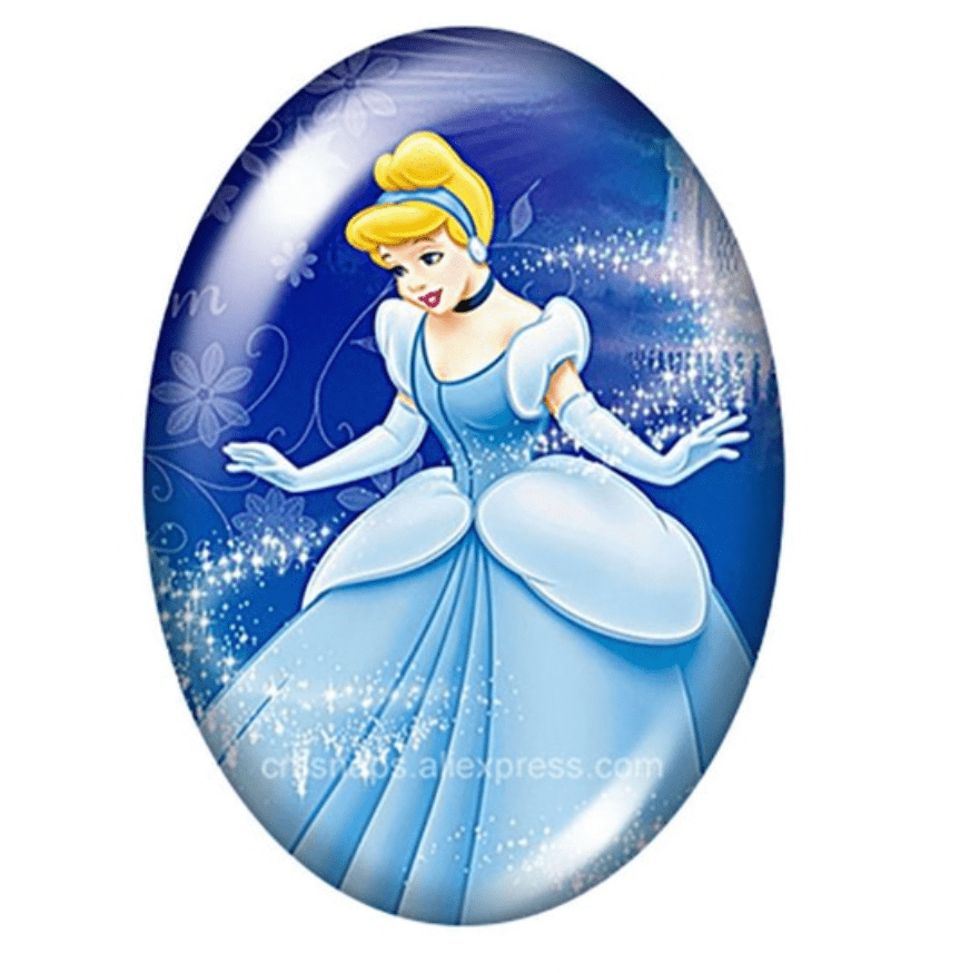 Sundaylace Creations & Bling Resin Gems Cinderella 13*18mm Princesses Cartoon Character Acrylic OVAL Glass, Glue on, Resin Gem (Sold in Pair)
