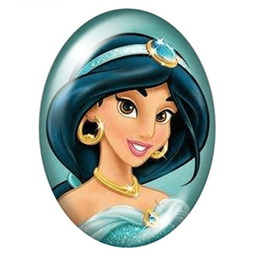 Sundaylace Creations & Bling Resin Gems Princess Jasmine Headshot 13*18mm Princesses Cartoon Character Acrylic OVAL Glass, Glue on, Resin Gem (Sold in Pair)