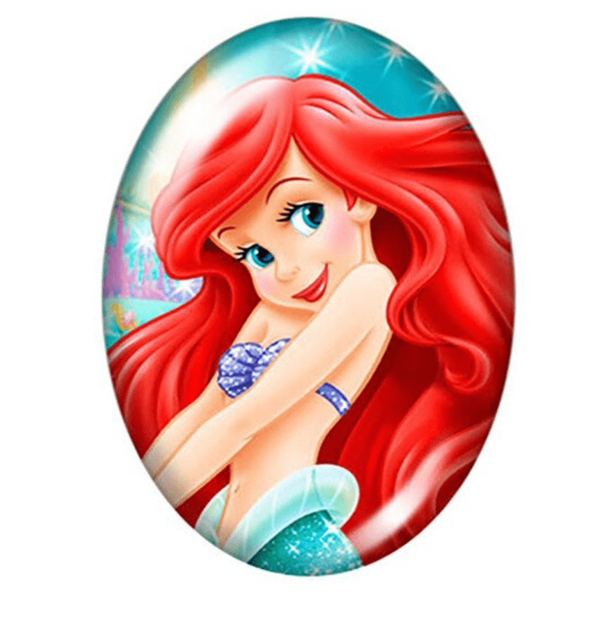 Sundaylace Creations & Bling Resin Gems Ariel Headshot 13*18mm Princesses Cartoon Character Acrylic OVAL Glass, Glue on, Resin Gem (Sold in Pair)